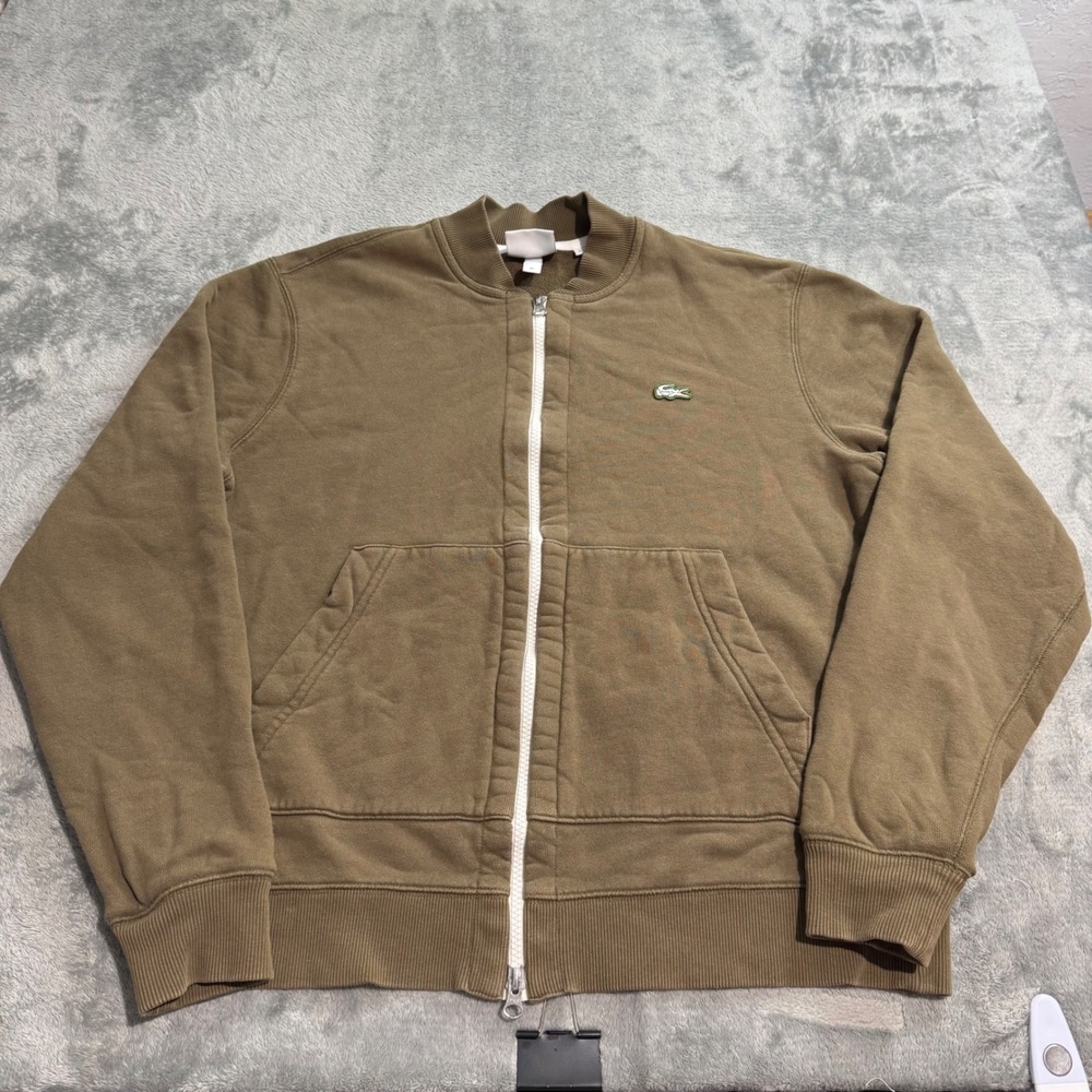 Lacoste LIVE Unisex XL Brown Full Zip Bomber Sweatshirt SH3810 Cotton